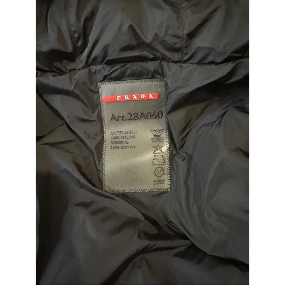 Prada fur trimmed hoodie down jacket size S